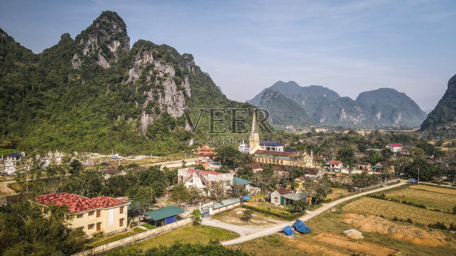 越南北部芳芽的鸟瞰图照片摄影图片