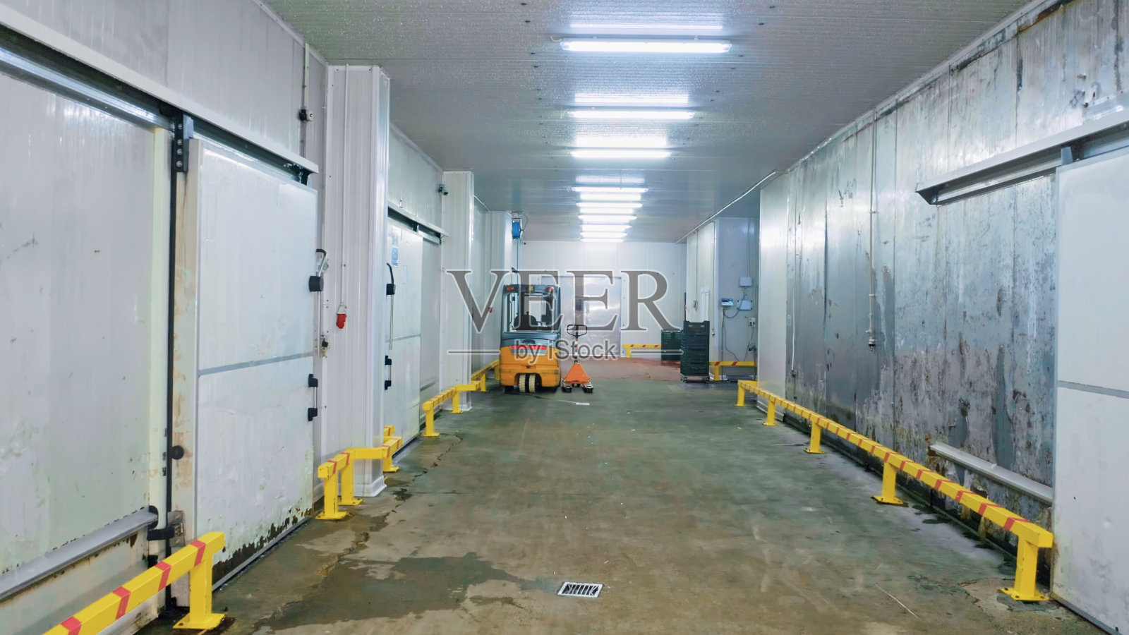 带叉车的工业冷藏设施照片摄影图片