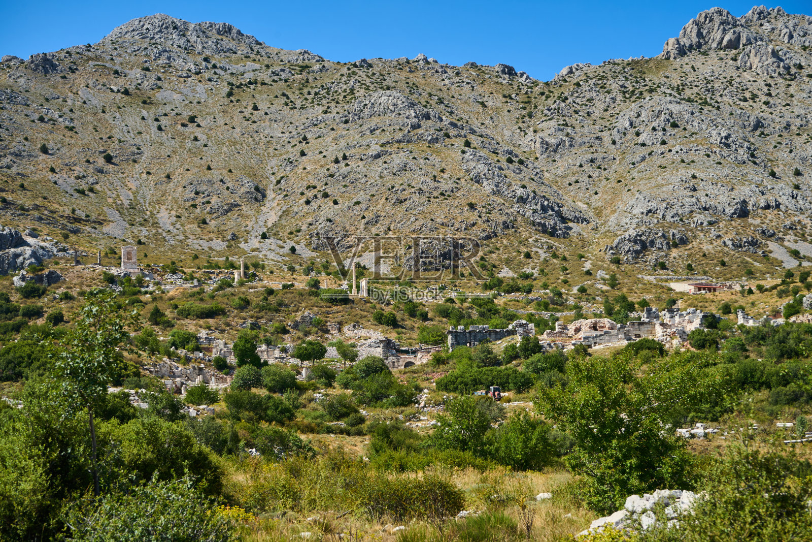 从南面看萨加拉索斯古城- Ağlasun, Burdur, t<s:1> rkiye(土耳其)照片摄影图片