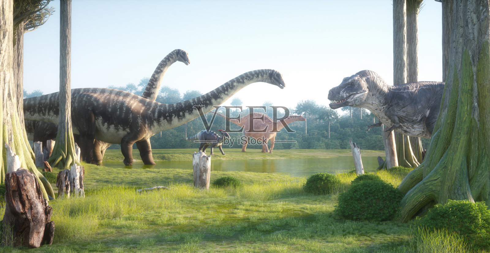 自然界中的恐龙。照片摄影图片