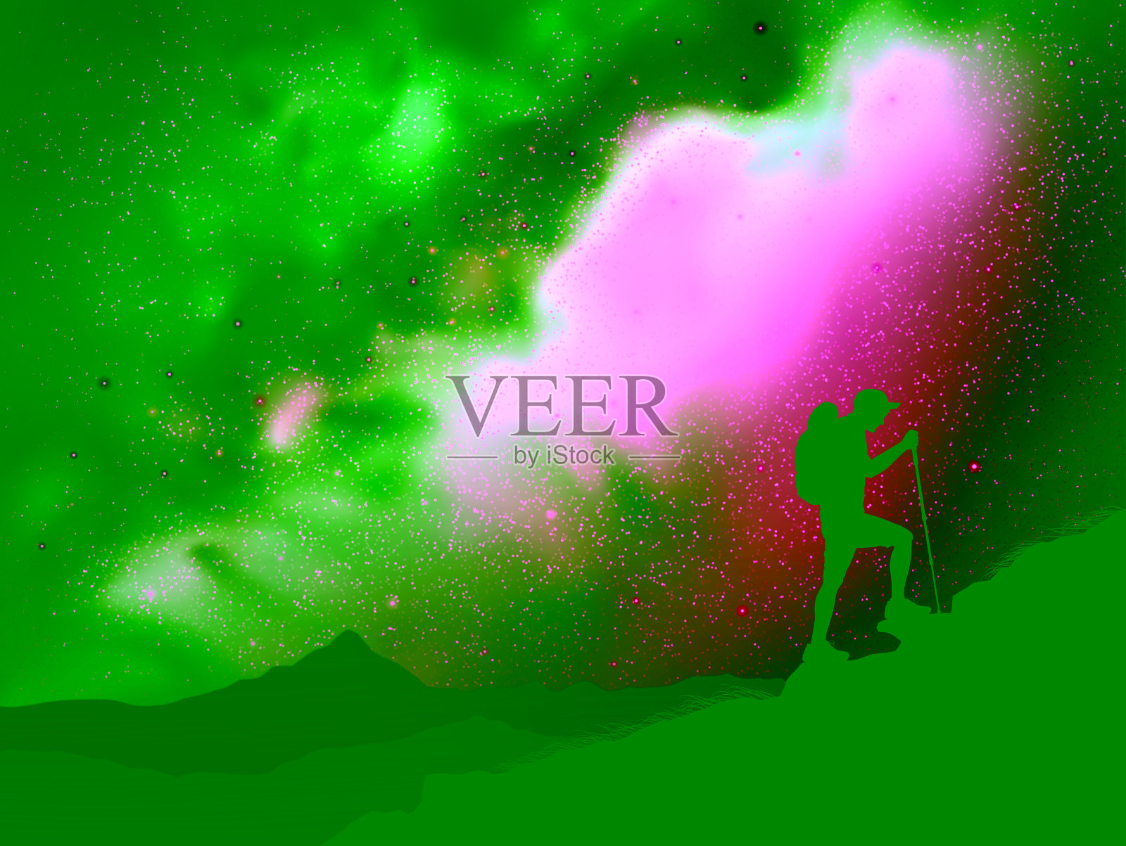 用登山杖徒步旅行插画图片素材