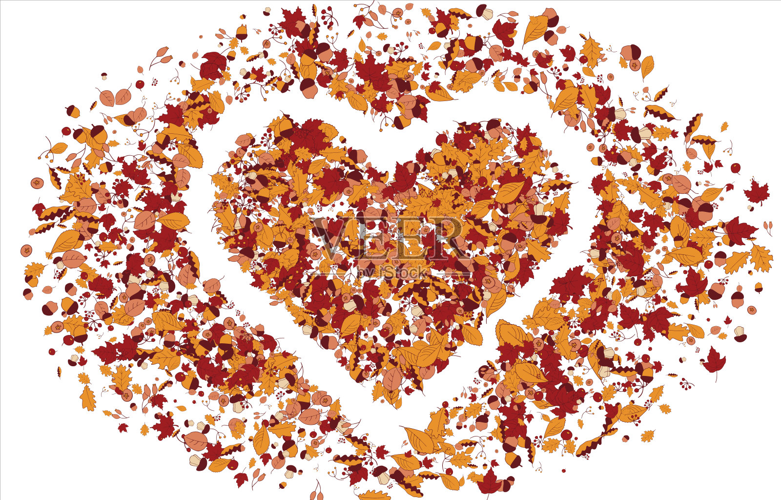 背景材料设计以秋天的树叶，树枝，浆果，水果，蘑菇。矢量图插画图片素材