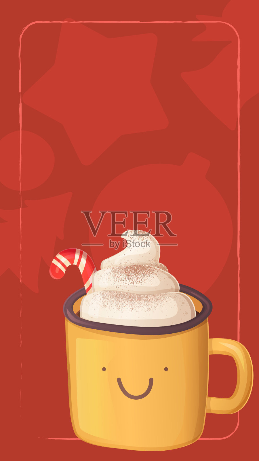 圣诞社交媒体故事红色背景模板配黄色2024杯。插画图片素材