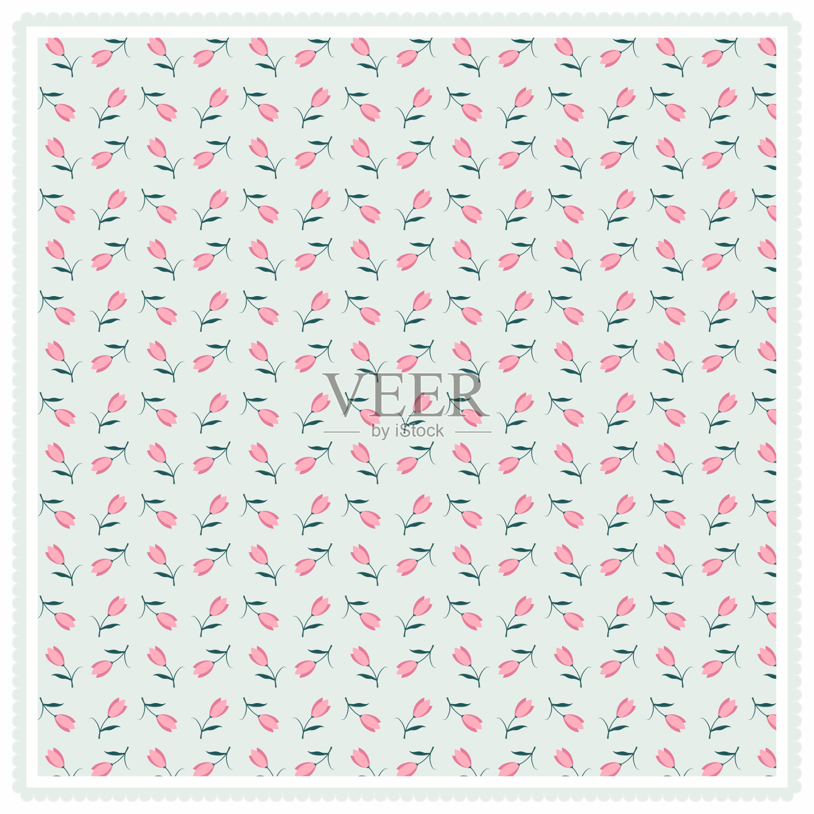 甜甜的粉彩和现代花头巾时尚纺织品图案插画图片素材