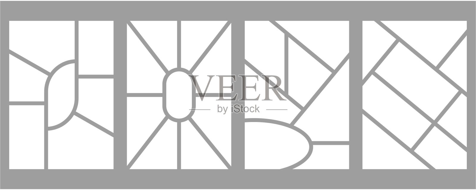 一组模板极简几何相框。心情板或照片图像布局。简约新潮的几何设计插画图片素材