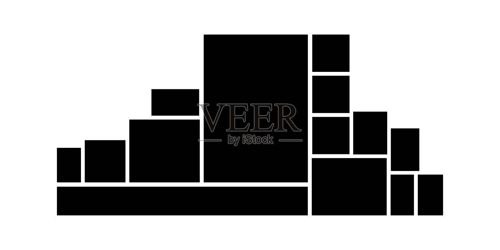 模板合成网格的照片。现实的拼贴画。心情板或照片图像布局插画图片素材