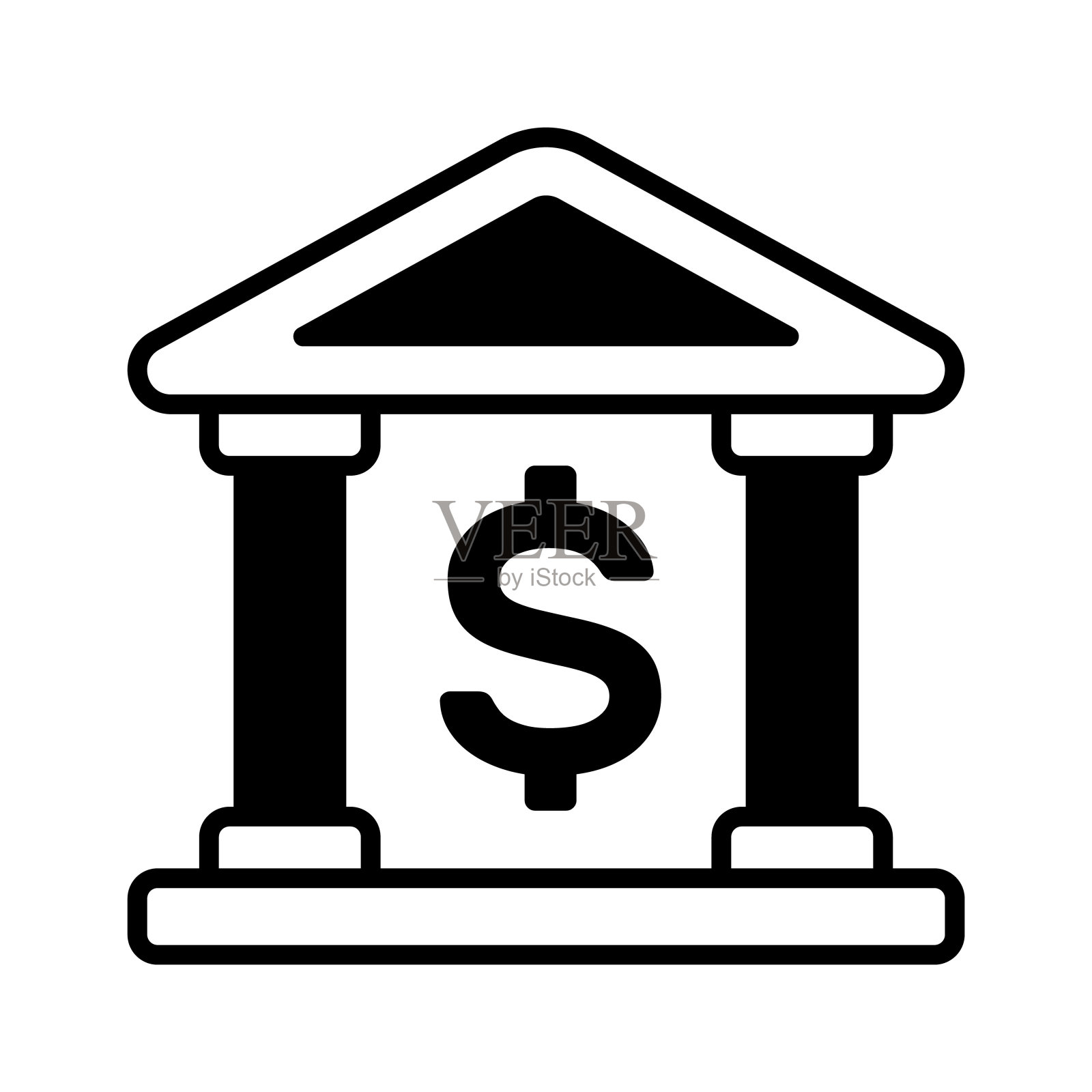 优质的银行图标代表金融机构或银行服务、资金管理、交易和账户。插画图片素材