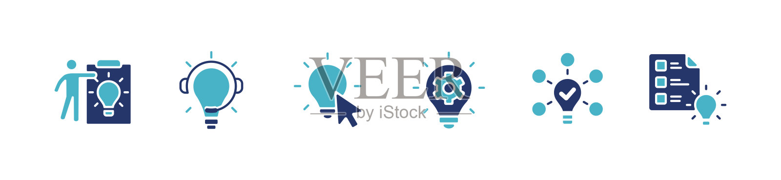 收集创意思维的想法解决方案图标集为网络和应用程序。灯泡灵感业务头脑风暴创新矢量插图插画图片素材