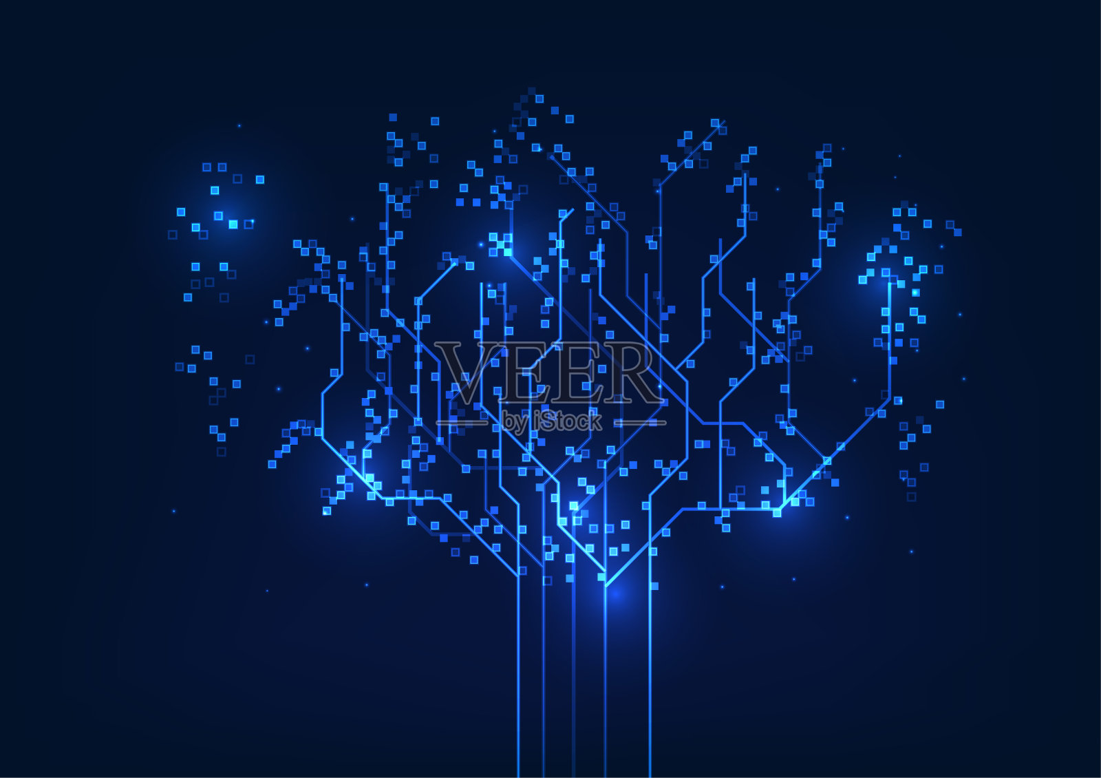 大数据连接技术背景，是将数据采集并存储在云系统上，并将文件发送给用户，作为壁纸图像的数字技术插画图片素材