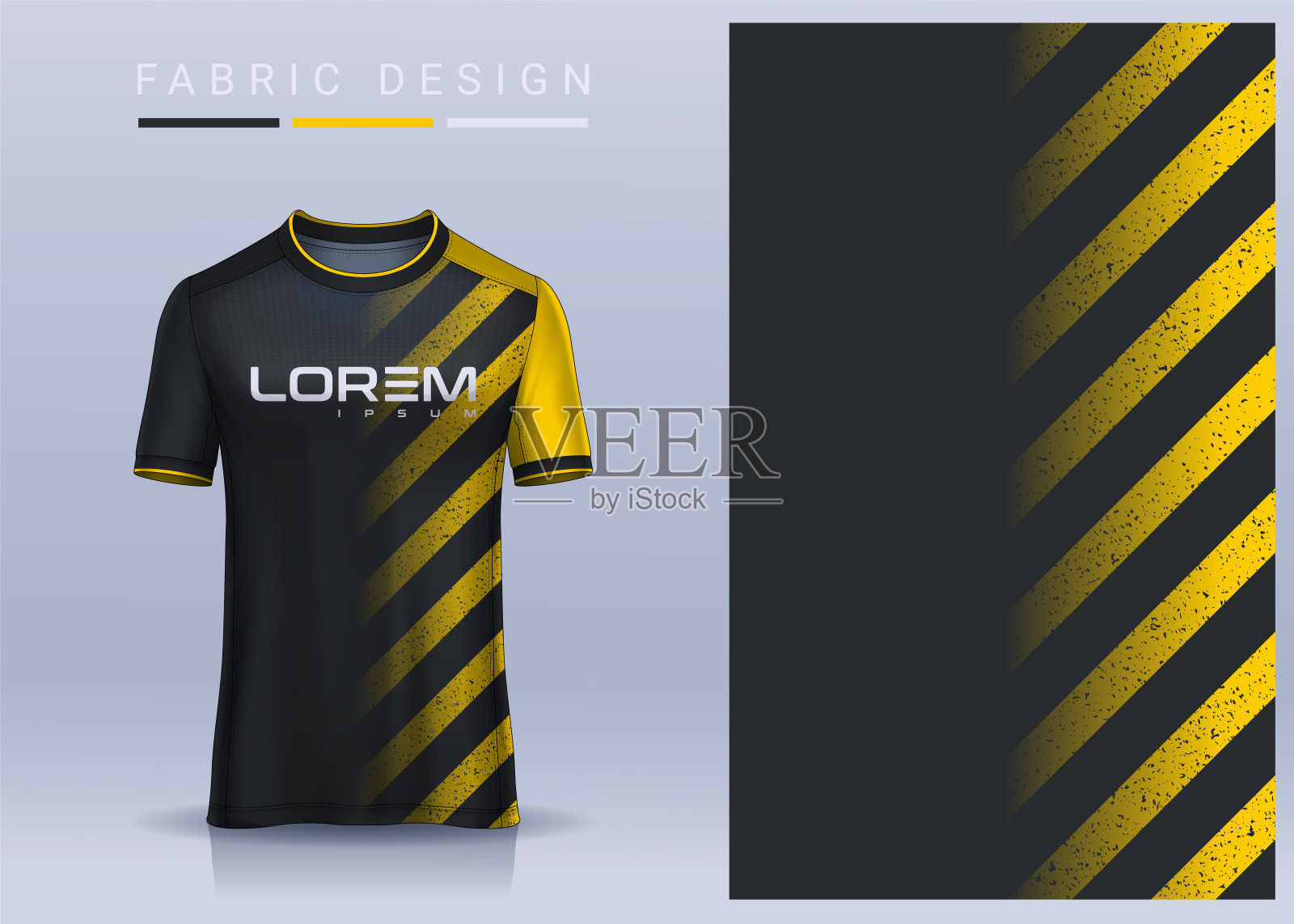 体育t恤的面料设计，足球俱乐部的足球球衣模型。统一的前视图。插画图片素材