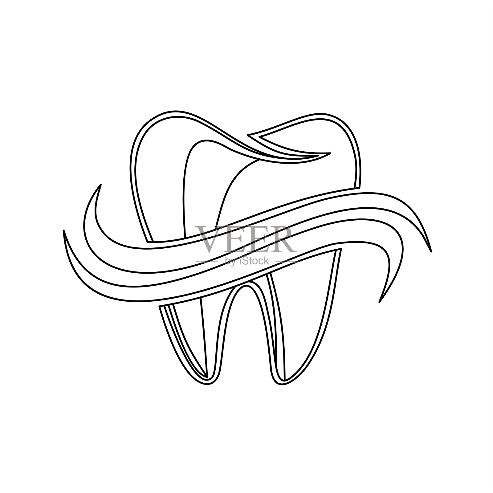 牙齿周围的保护涡。美白人类牙齿。插画图片素材