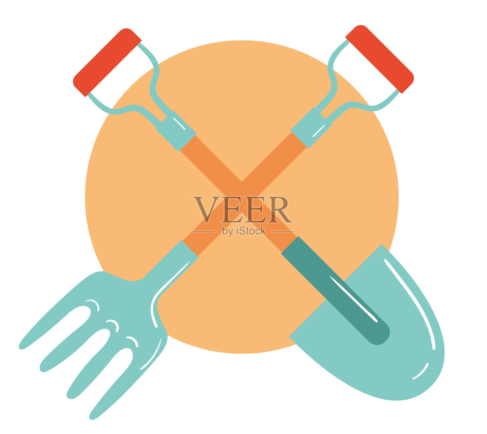 园林工具孤立的概念。矢量平面图形设计元素插图插画图片素材