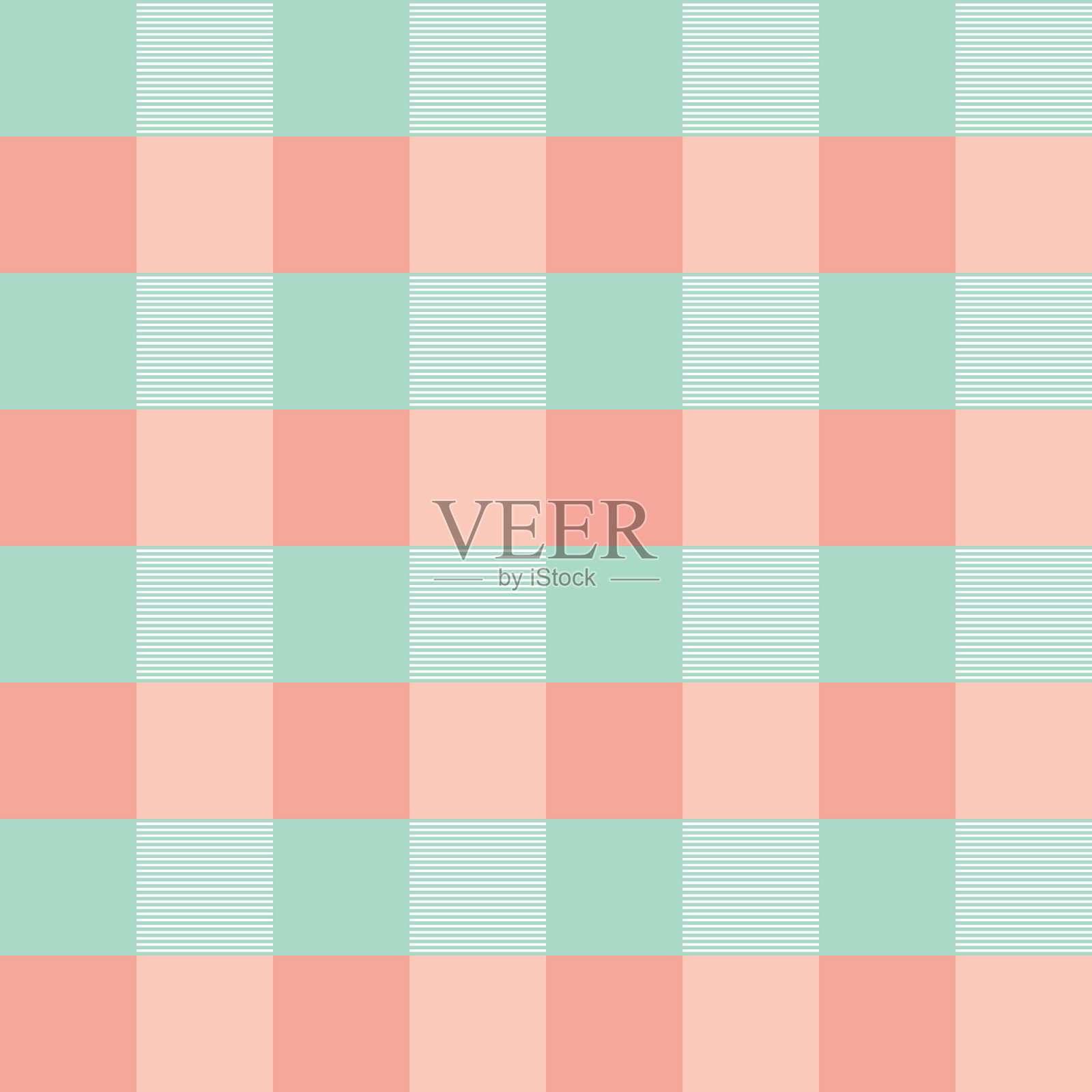 格纹织物图案或背景绿色和粉红色交替柔和色调矢量插画图片素材