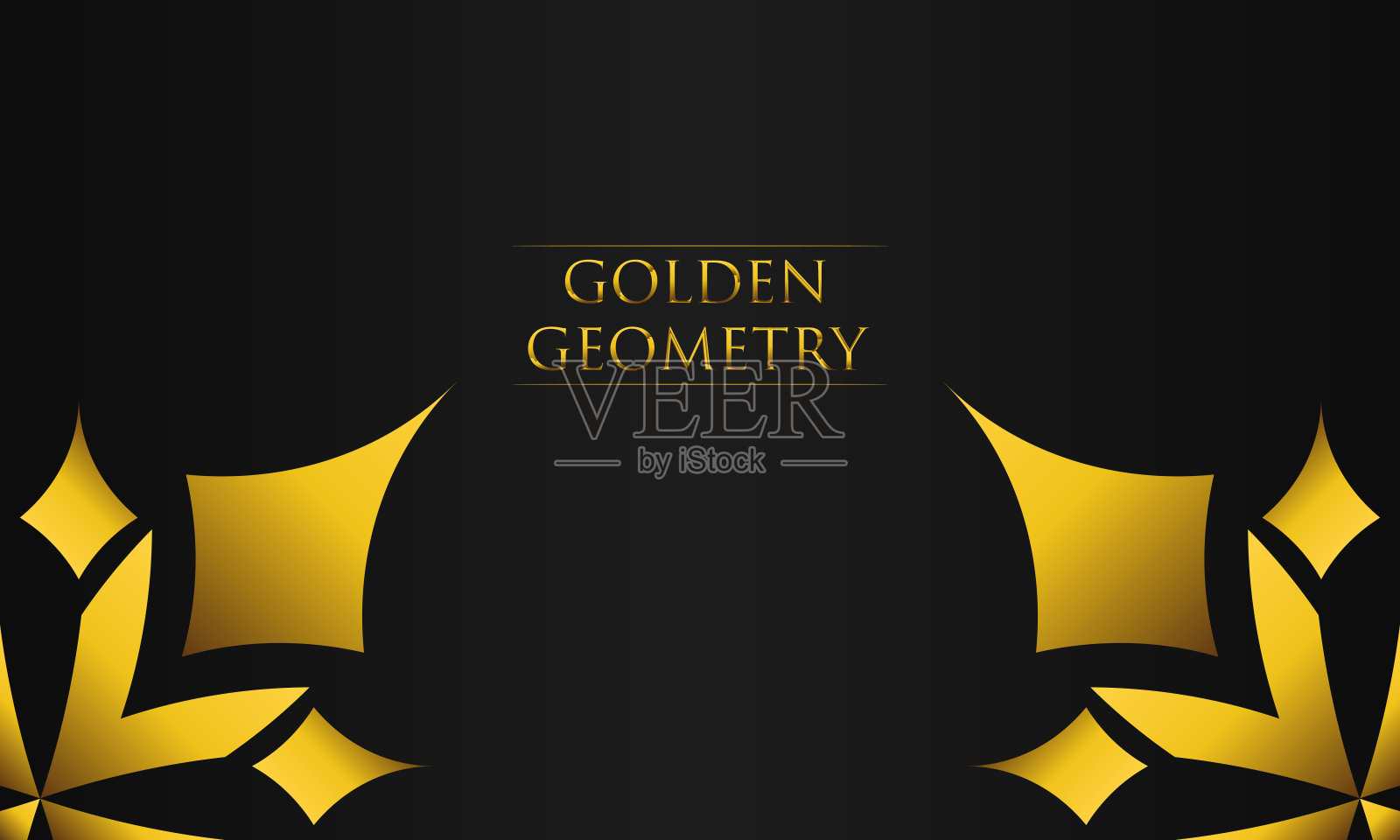 奢华的黑色背景与抽象的金色几何形状插画图片素材
