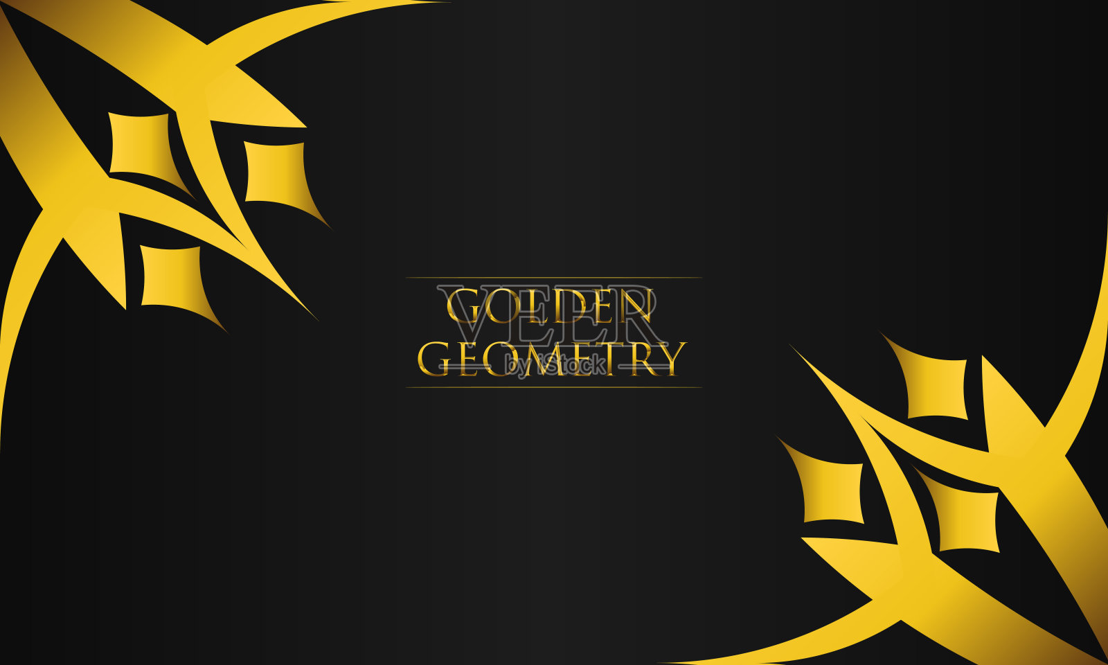 奢华的黑色背景与抽象的金色几何形状插画图片素材