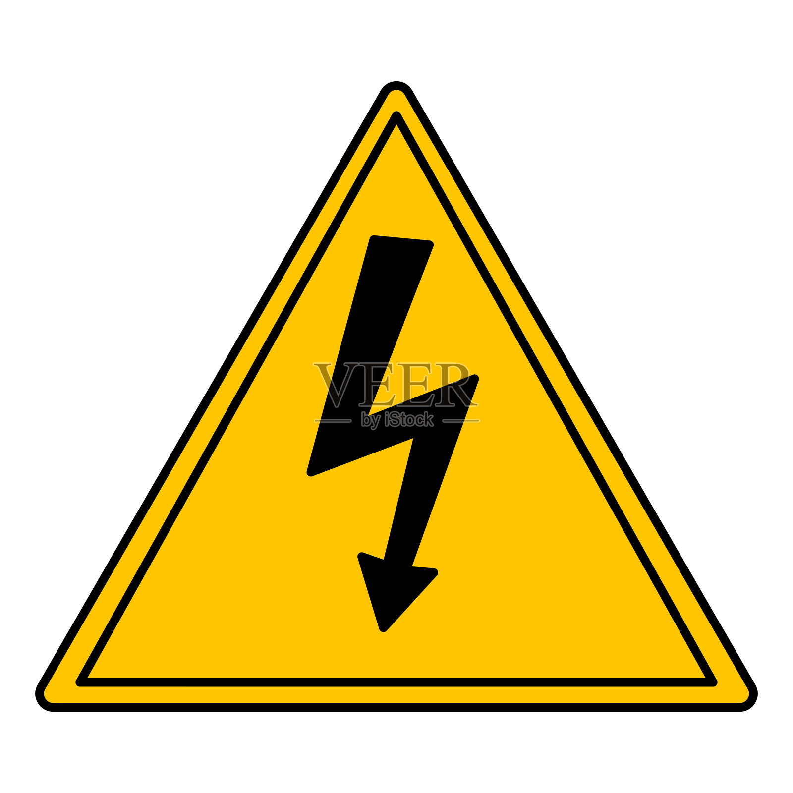 黄色标识高电压。矢量图标。危险警告标志插画图片素材