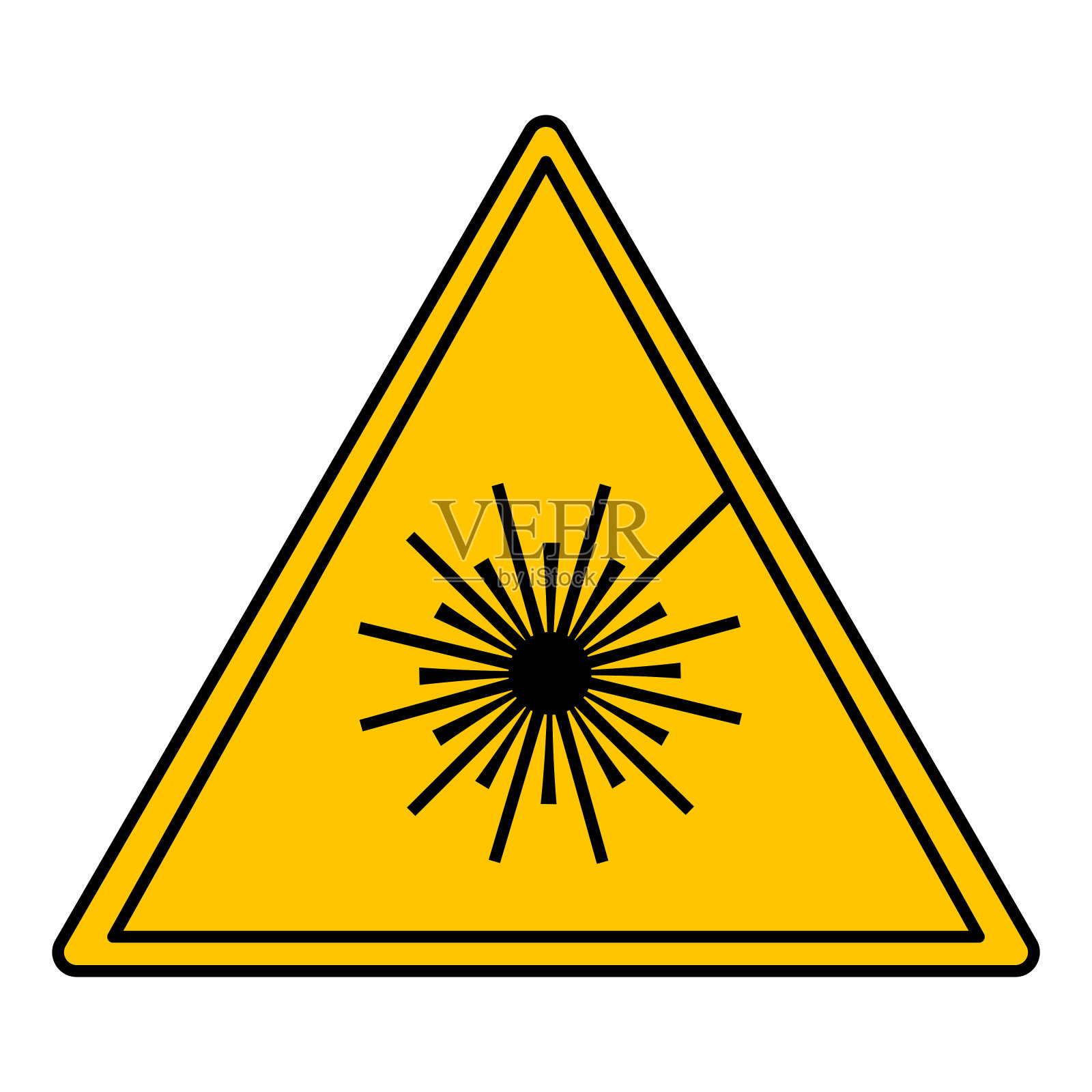 黄色激光危险标志。矢量图标。危险警告标志插画图片素材