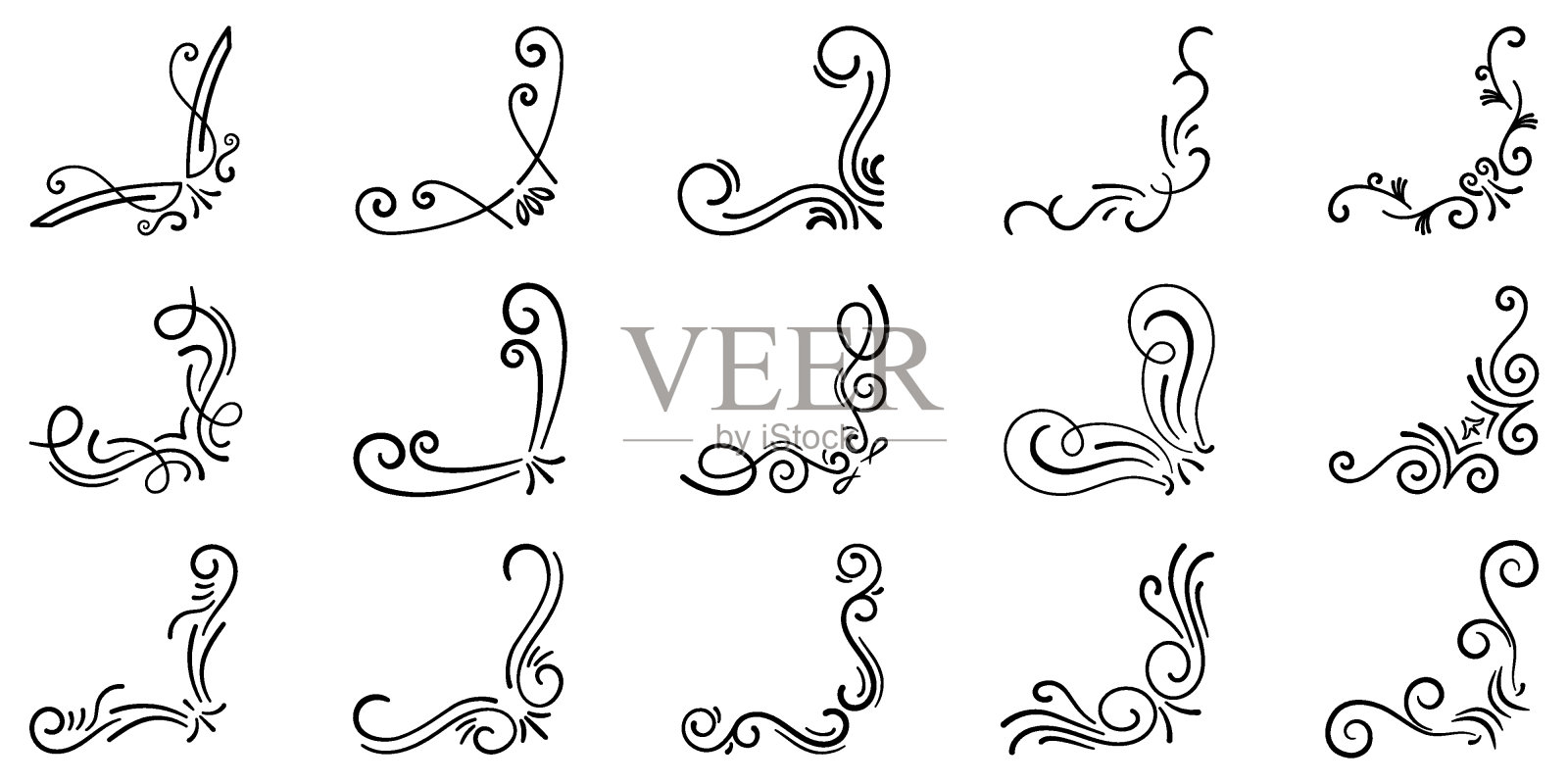 复古框架集。复古的框架和角落图标。矢量插图。插画图片素材