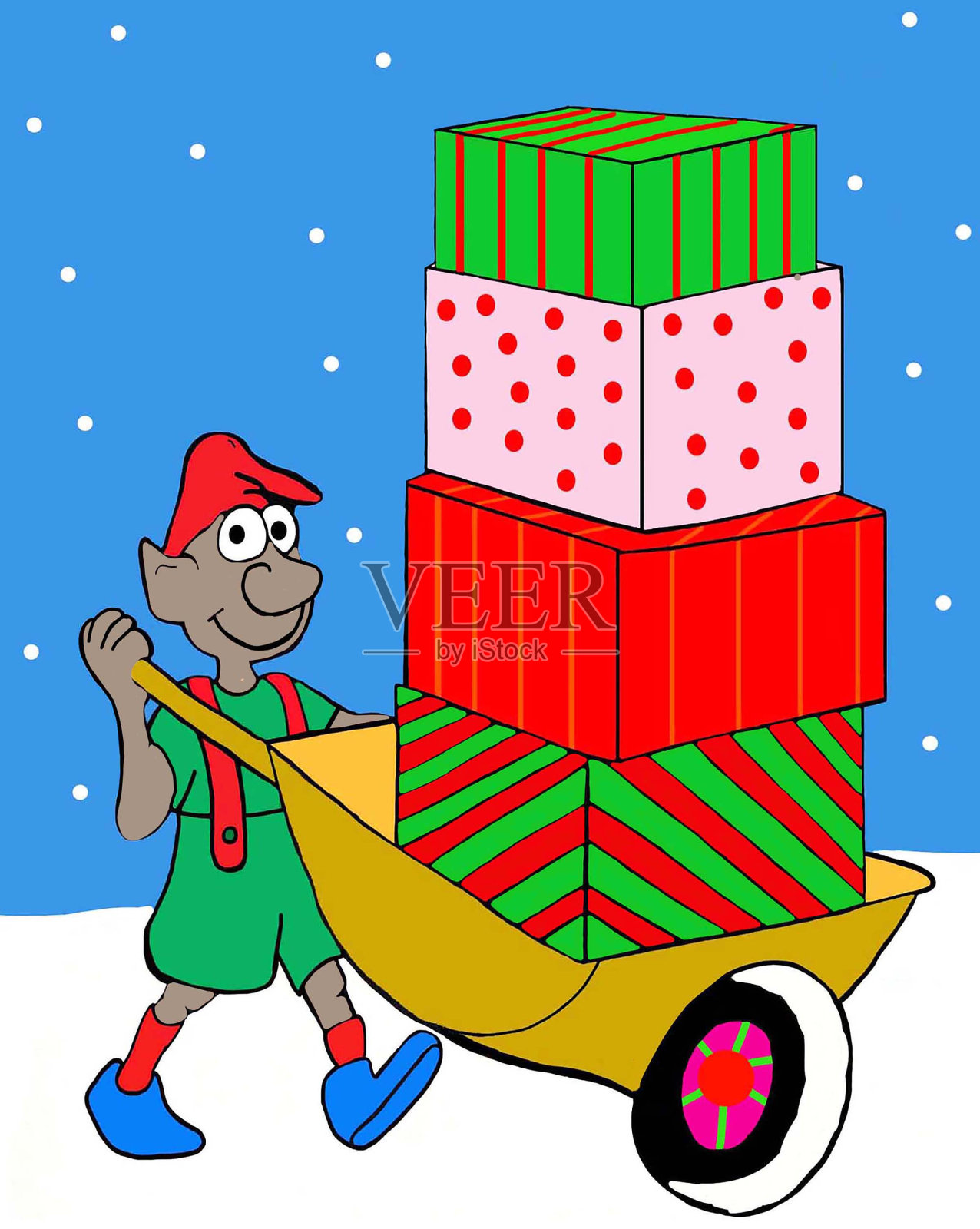 非裔美国精灵带来礼物插画图片素材