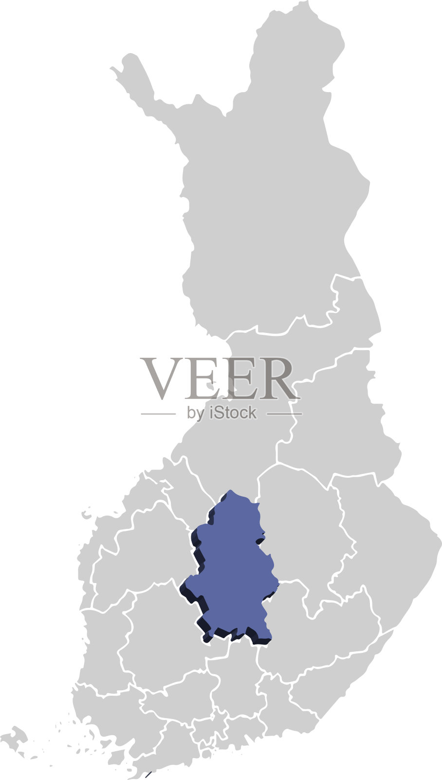 芬兰中部地区地图芬兰国家三维等距地图插画图片素材