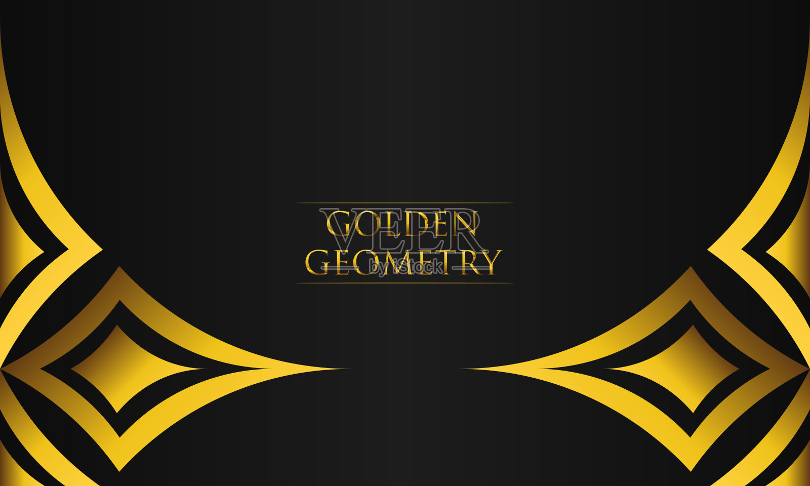 奢华的黑色背景与抽象的金色几何形状插画图片素材