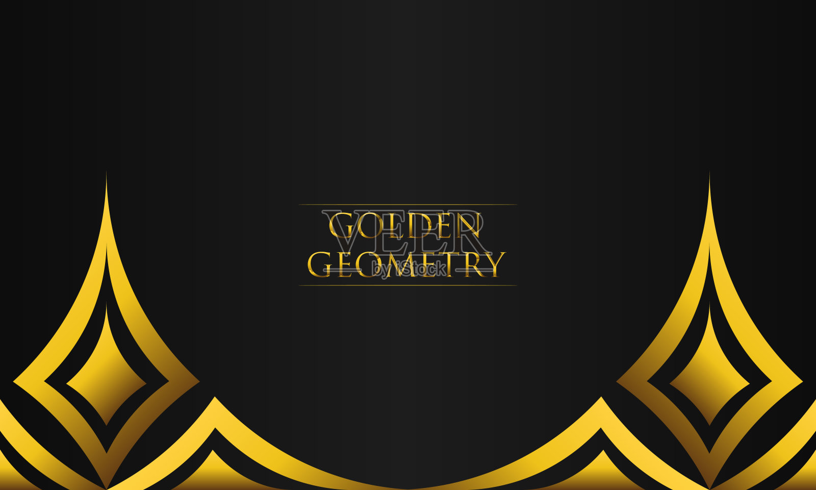 奢华的黑色背景与抽象的金色几何形状插画图片素材