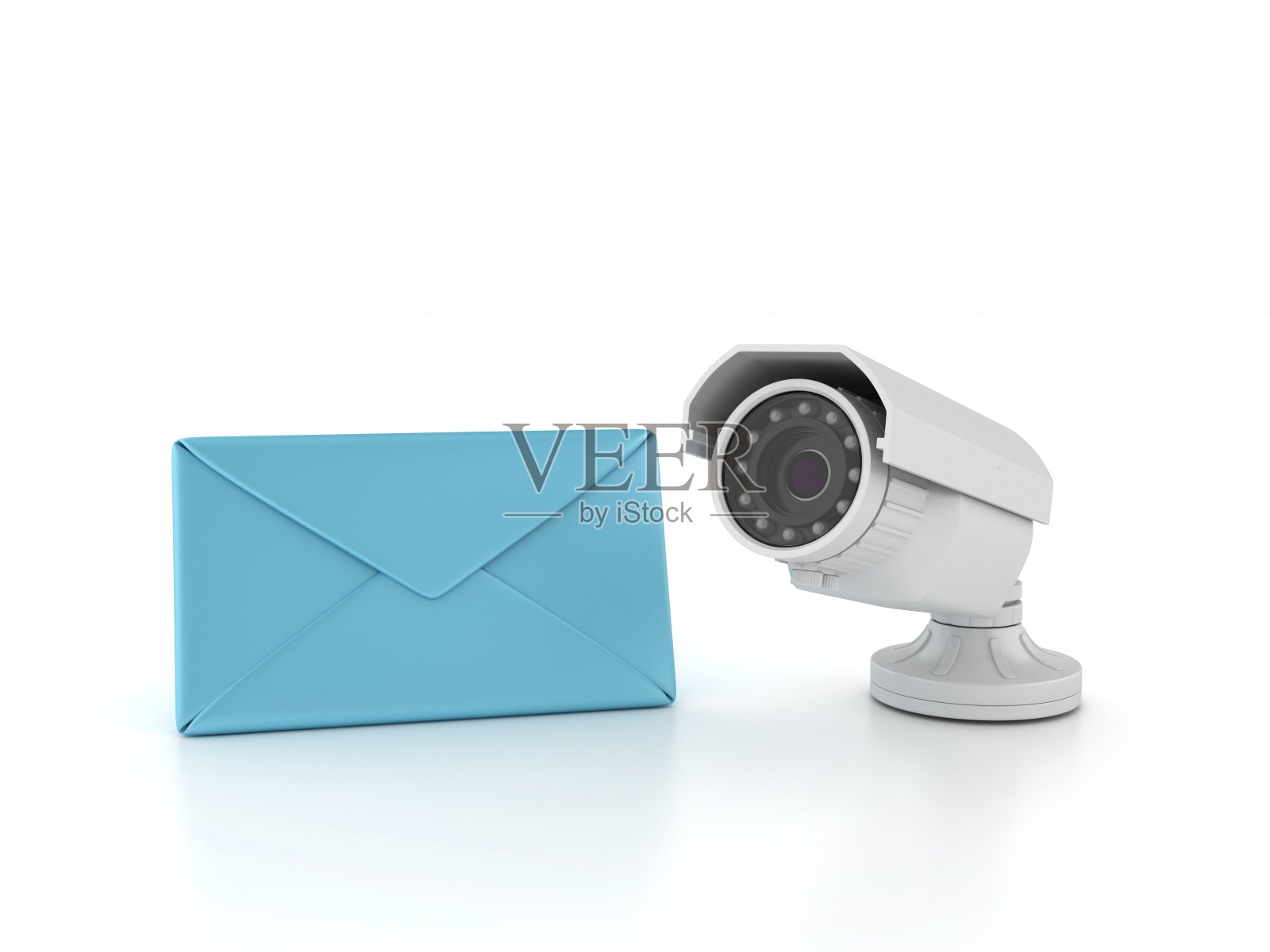 带有安全摄像头的3D信封照片摄影图片