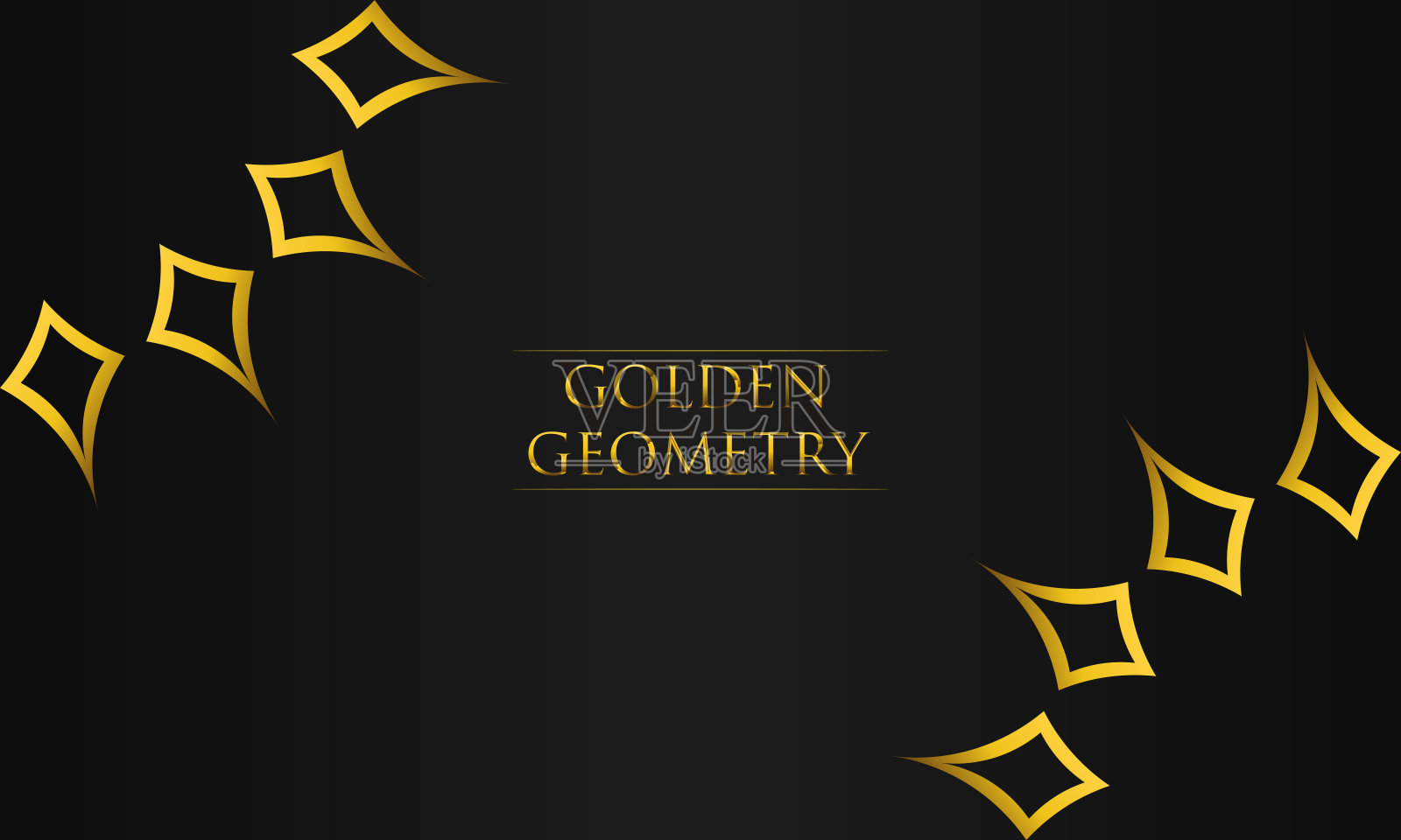 奢华的黑色背景与抽象的金色几何六边形形状插画图片素材