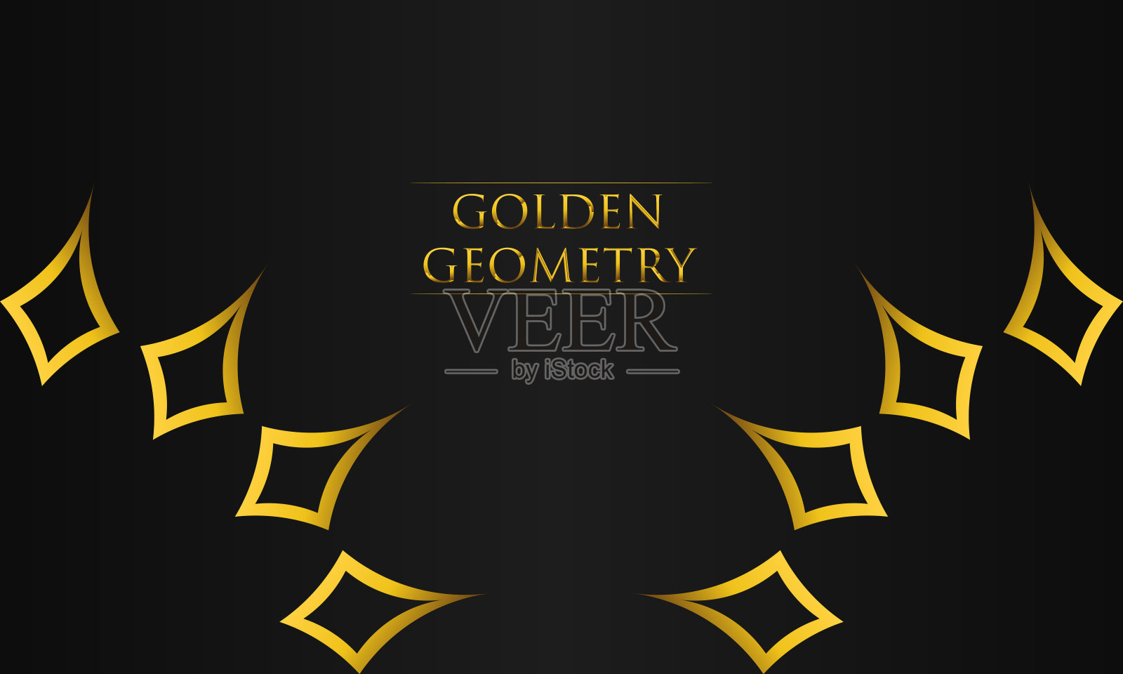 奢华的黑色背景与抽象的金色几何六边形形状插画图片素材