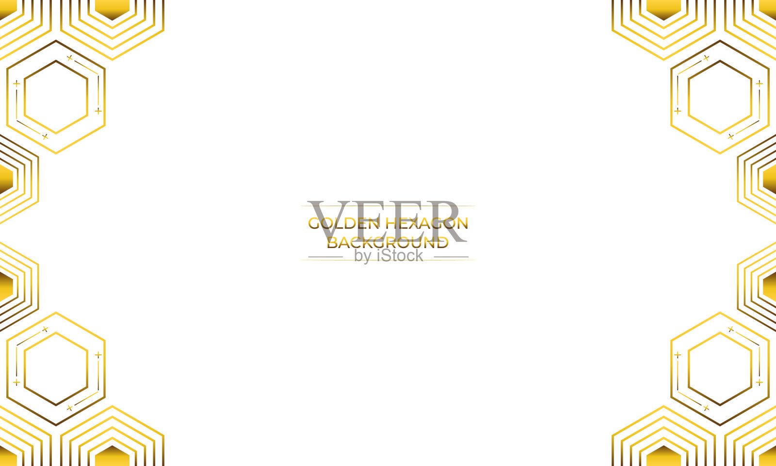豪华白色背景与金色六边形设计插画图片素材