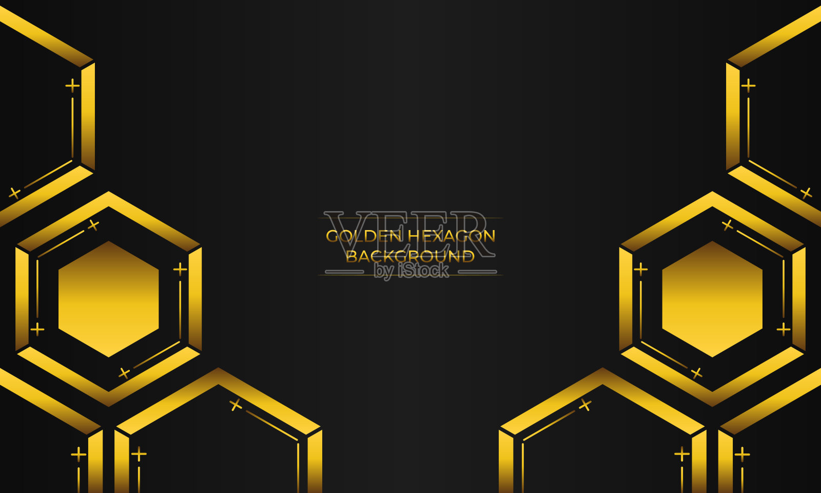 豪华黑色背景与金色六边形设计插画图片素材
