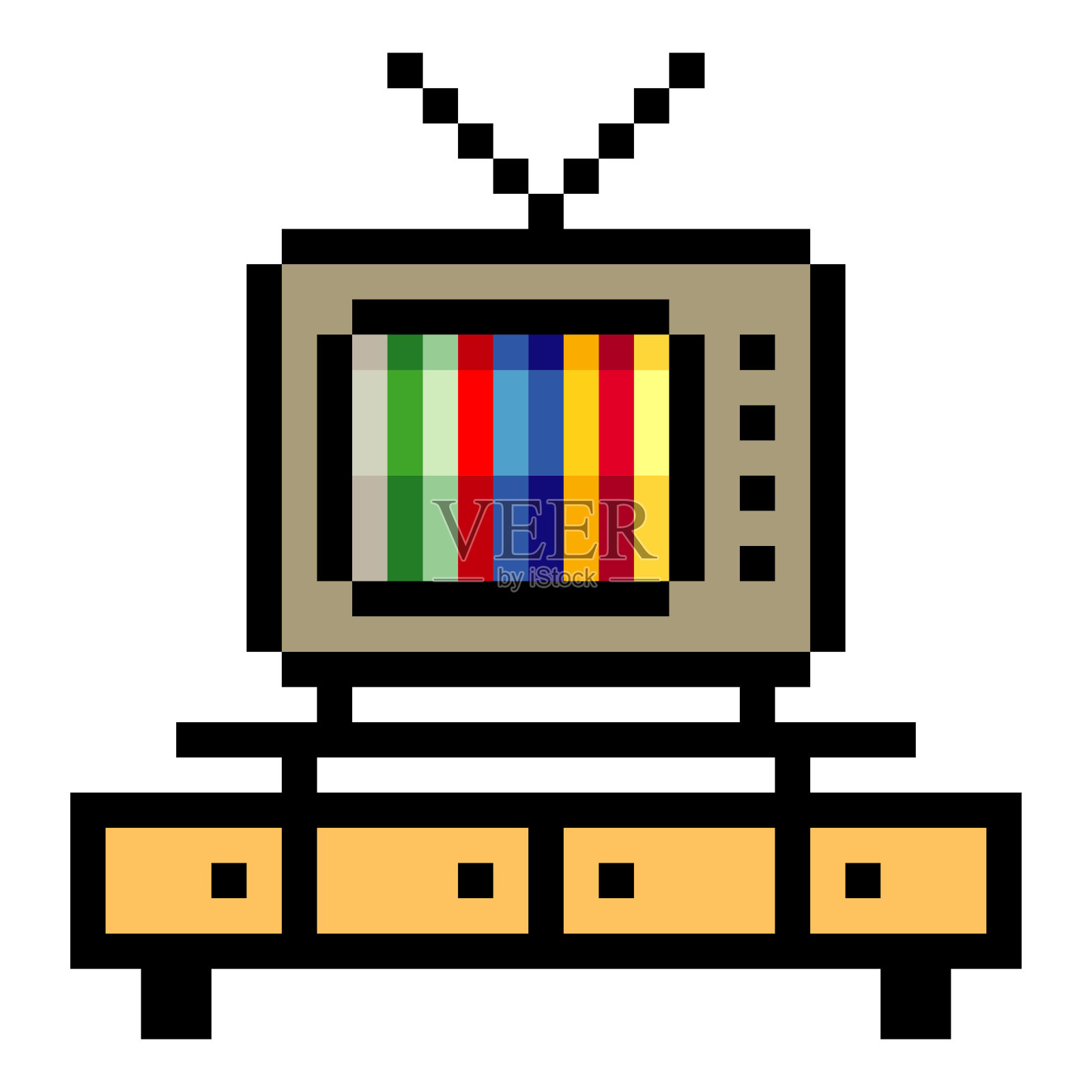 像素艺术风格的电视机插画图片素材