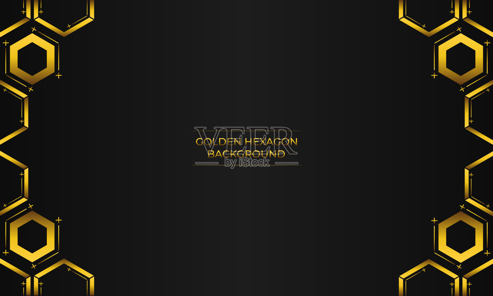 奢华的黑色背景与抽象的金色几何六边形形状插画图片素材