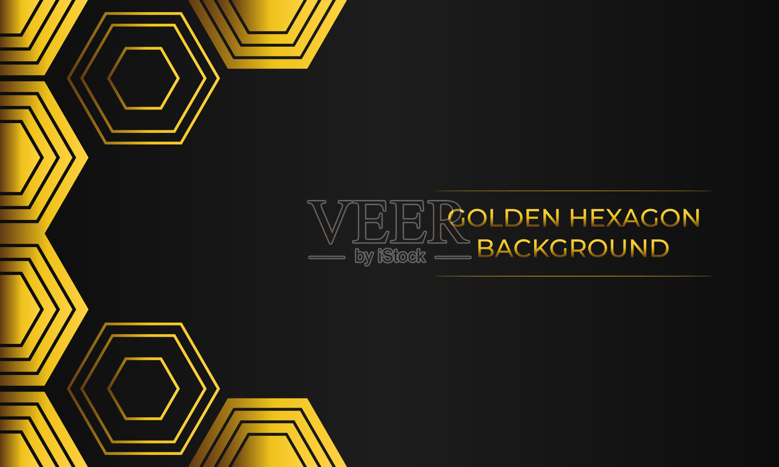 豪华黑色背景与金色六边形设计插画图片素材