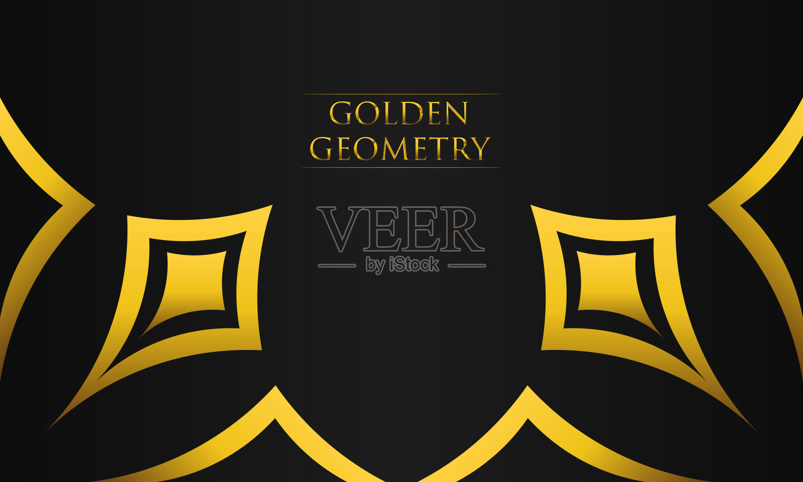 奢华的黑色背景与抽象的金色几何形状插画图片素材