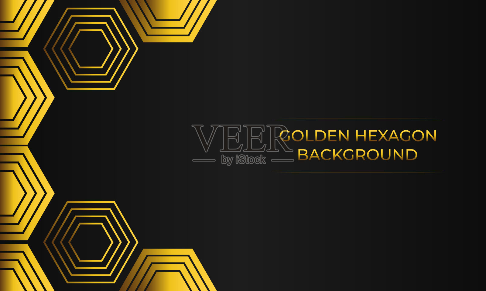 豪华黑色背景与金色六边形设计插画图片素材