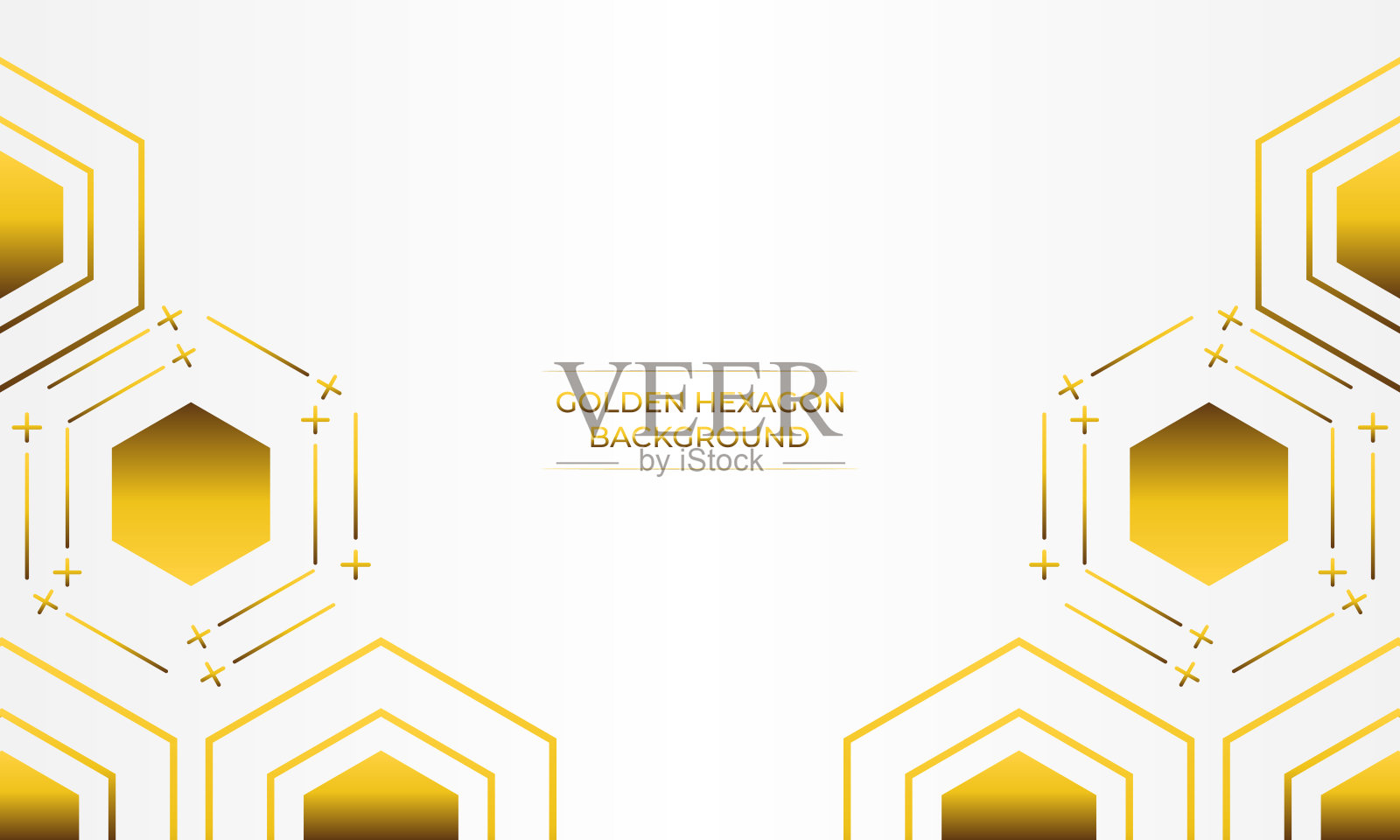 豪华白色背景与金色六边形设计插画图片素材