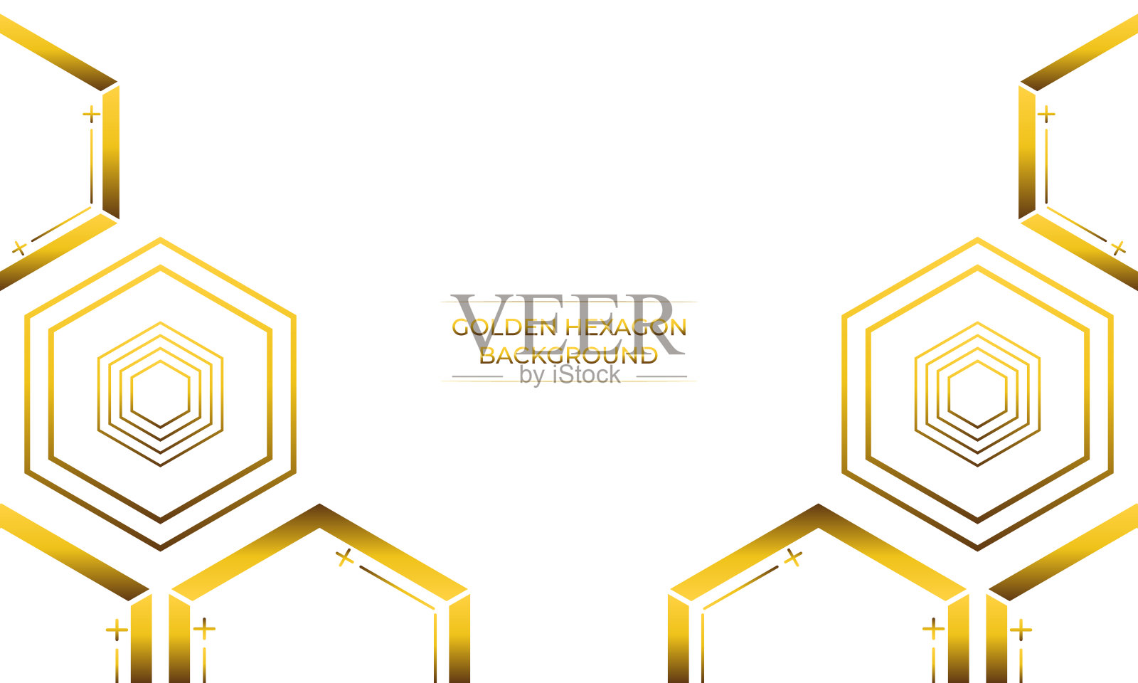 豪华白色背景与金色六边形设计插画图片素材