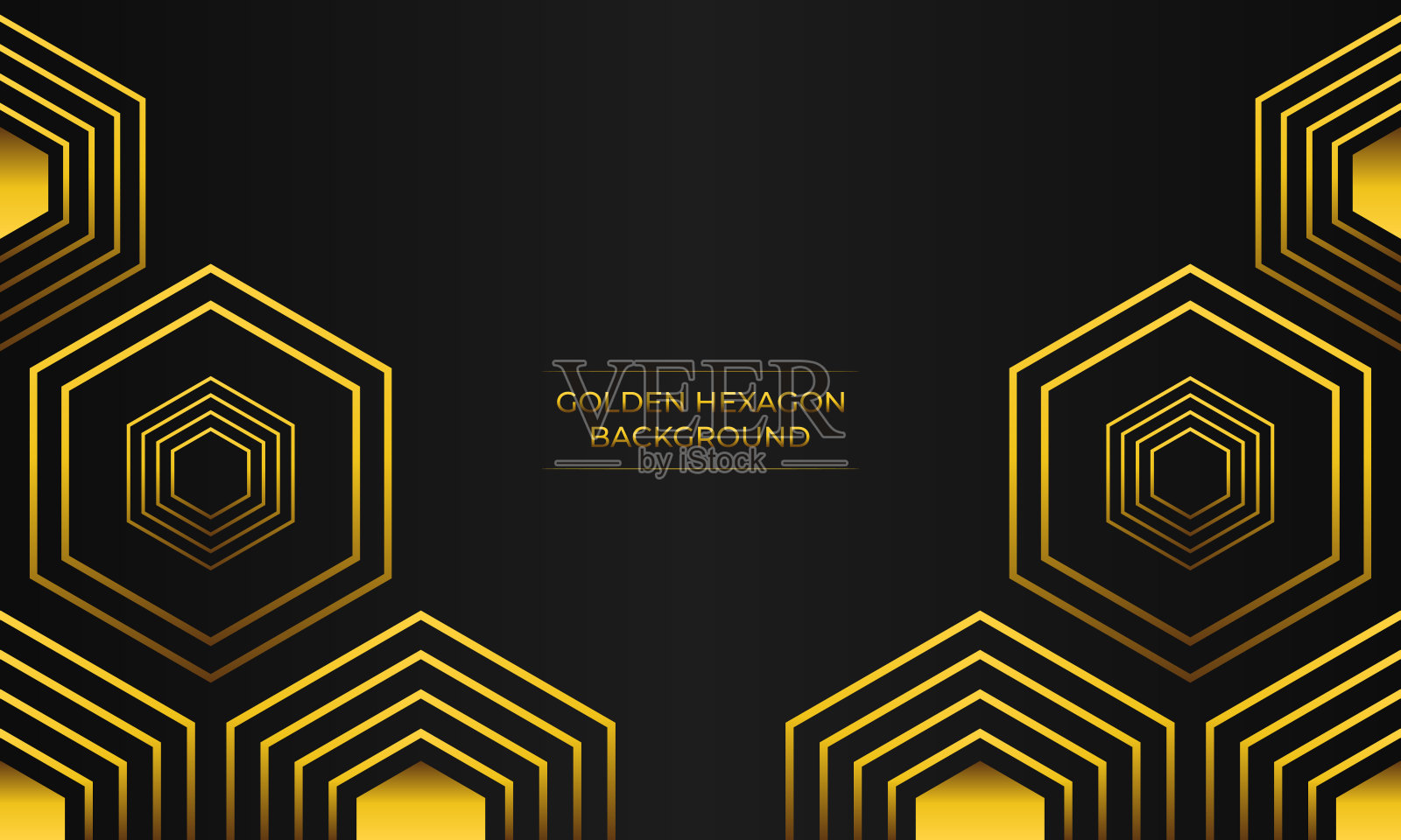 豪华黑色背景与金色六边形设计插画图片素材