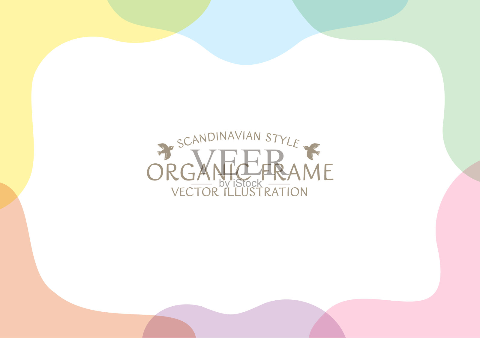 矢量背景材料的时尚斯堪的纳维亚风格的装饰框架组成的有机形状在柔和的颜色插画图片素材