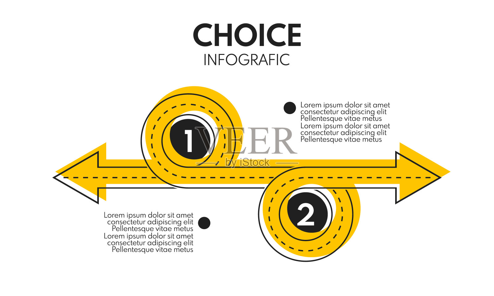道路线与环2个不同的出口，矢量信息图表模板插画图片素材