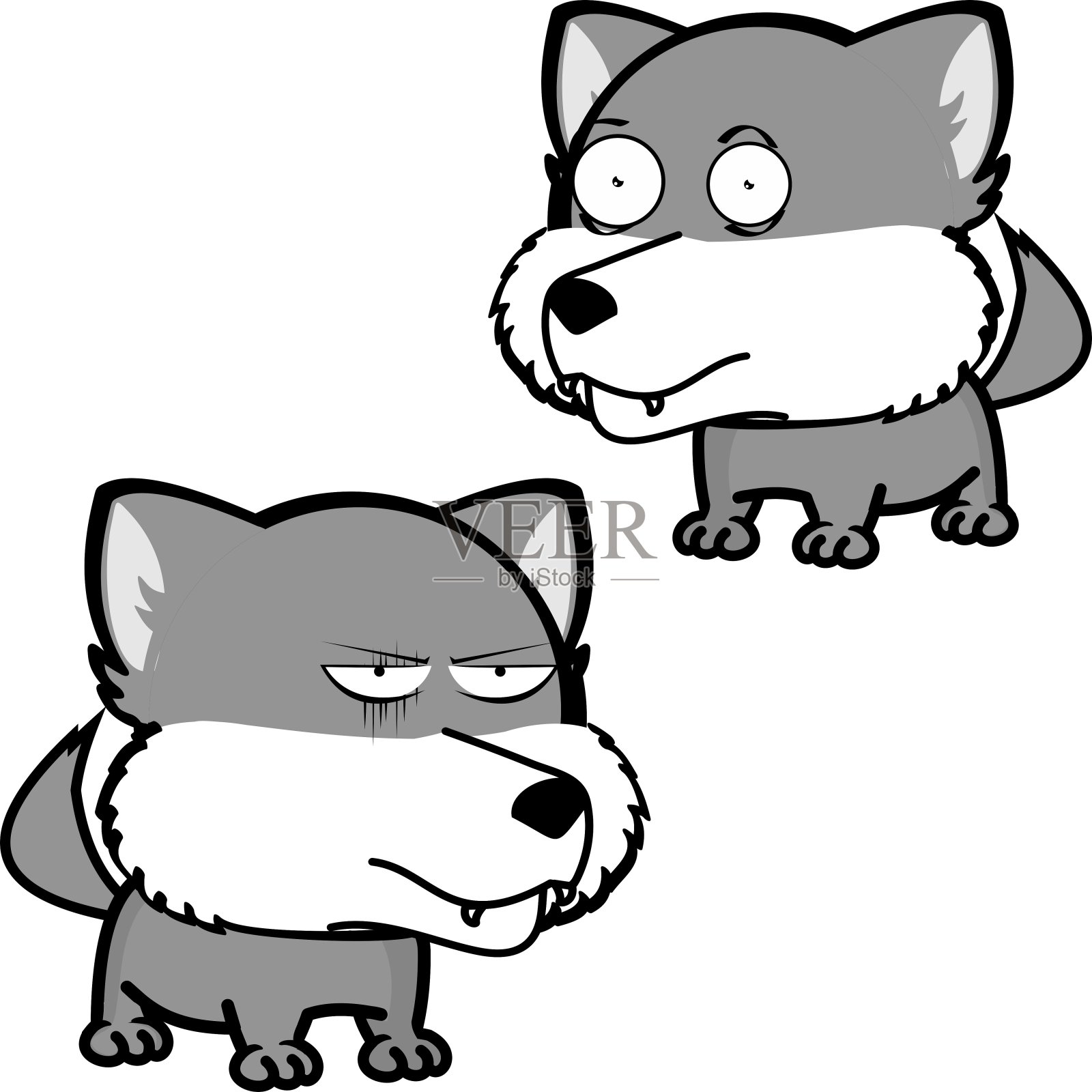 狼卡通卡哇伊表情包收集插画图片素材