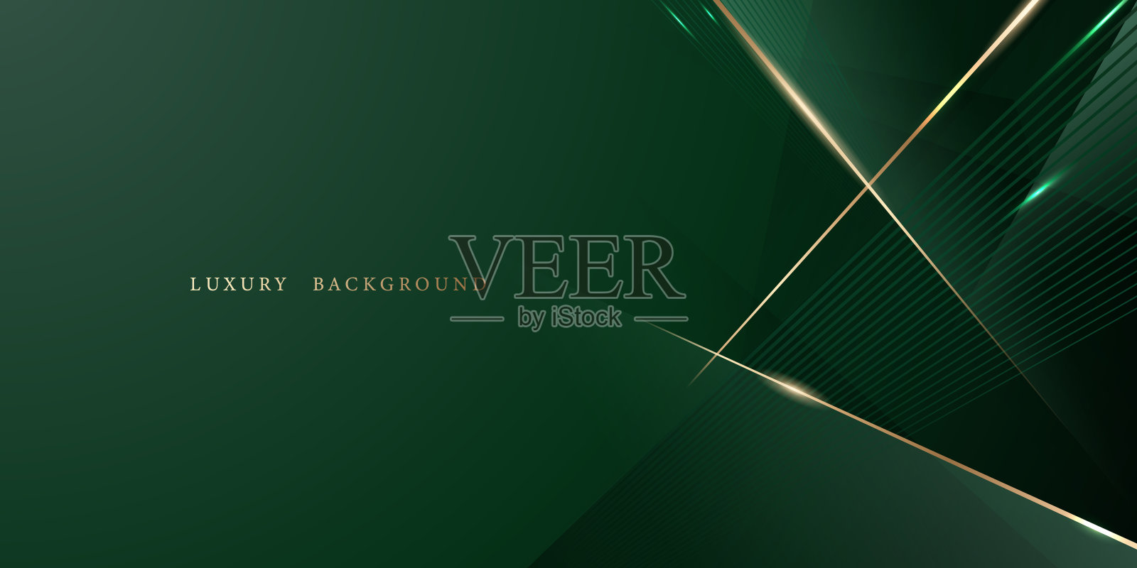 绿色抽象背景设计与优雅的金色元素矢量插图插画图片素材