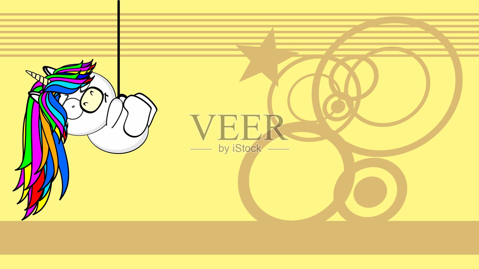 有趣的独角兽卡通插图插画图片素材