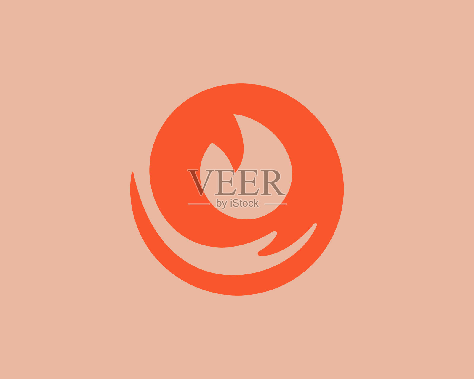 抽象火焰over人手标志设计。液态水的符号。矢量插图。插画图片素材