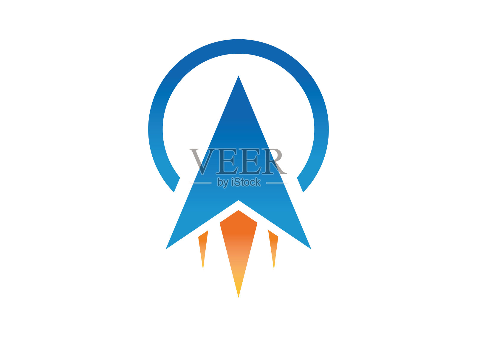 带箭头的火箭概念。发射箭头标志插画图片素材