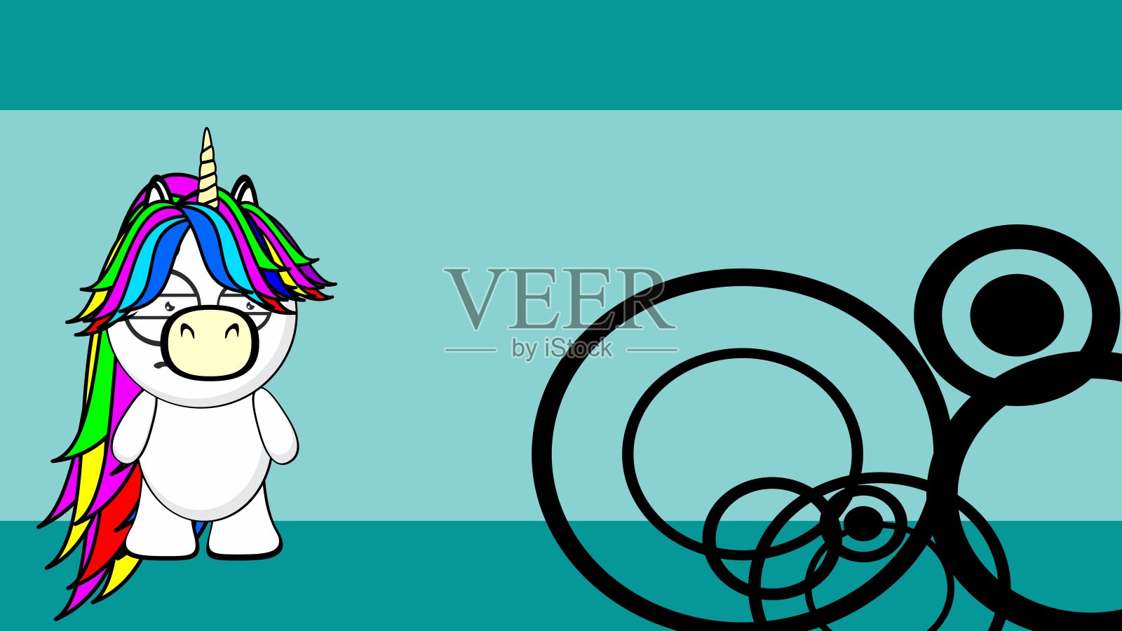 有趣的独角兽卡通插图背景插画图片素材