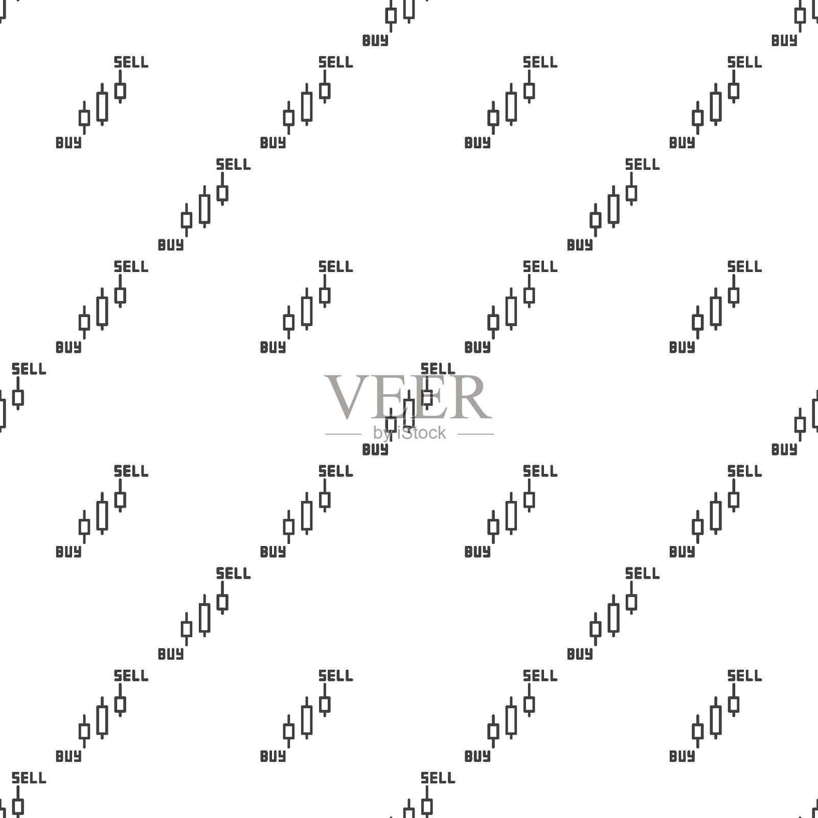 买入和卖出烛台图矢量无缝模式细线风格插画图片素材