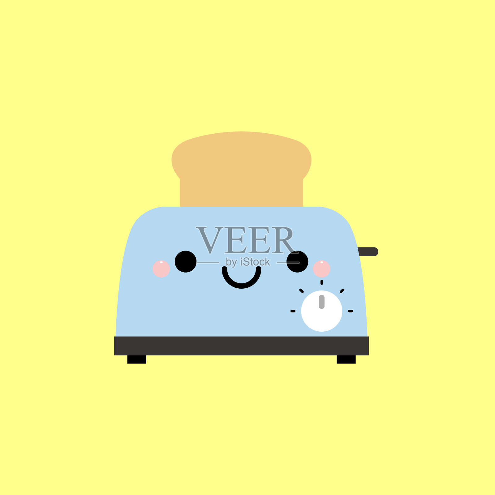 可爱的微笑面包机图标。矢量插图在卡哇伊卡通风格。插画图片素材