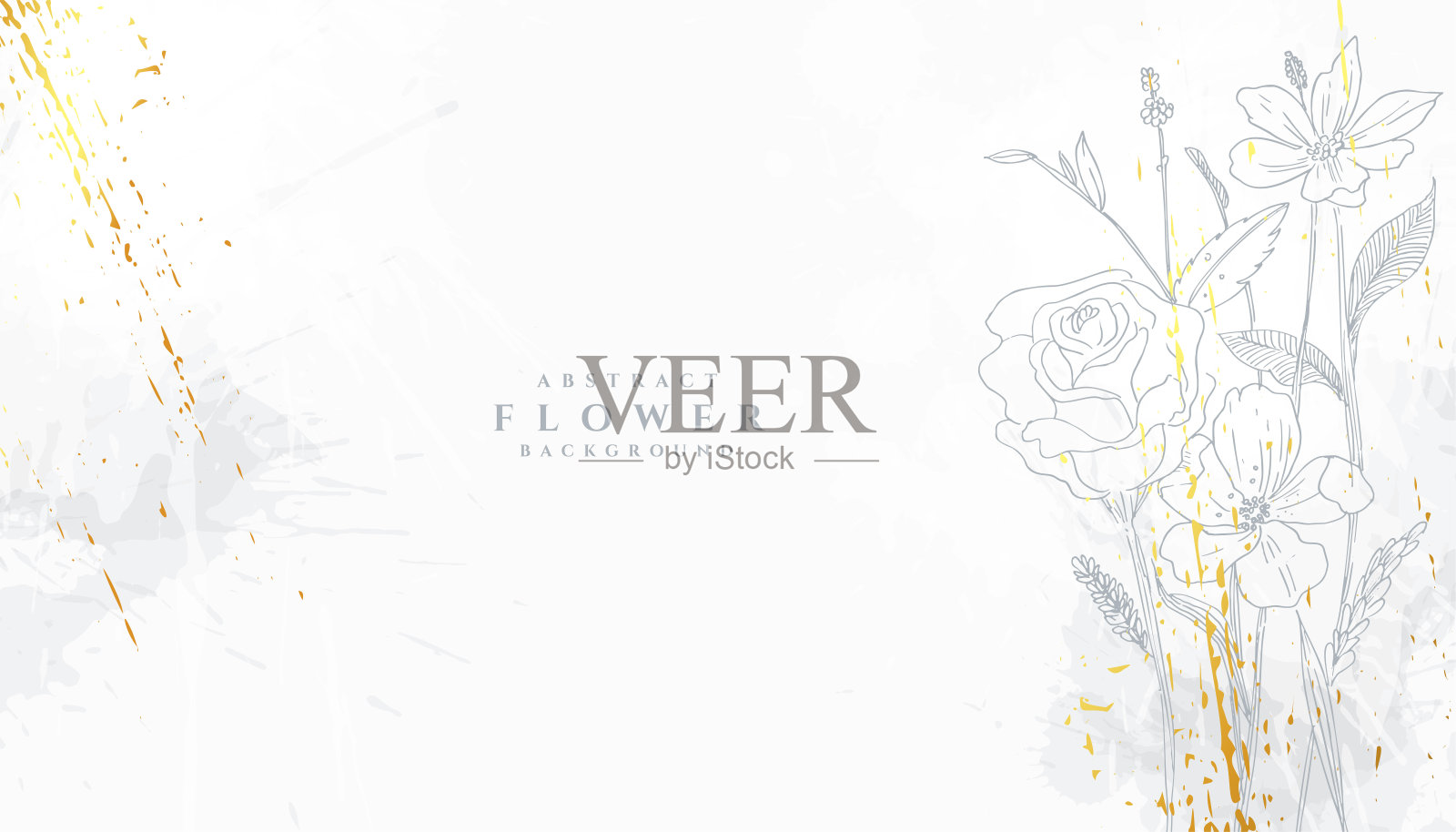 美丽的素描精品花背景与垃圾效果插画图片素材